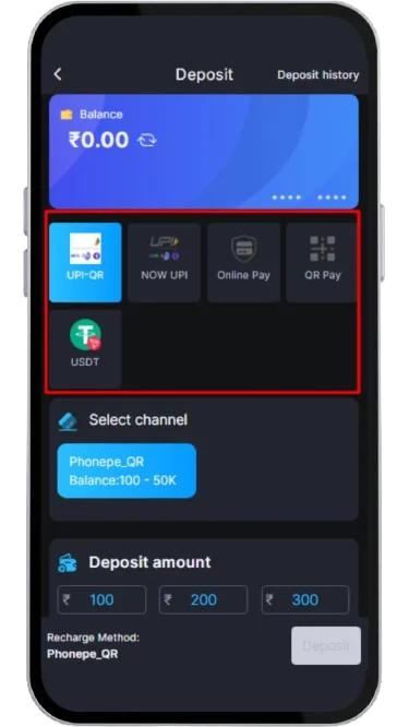 Deposit payment methods